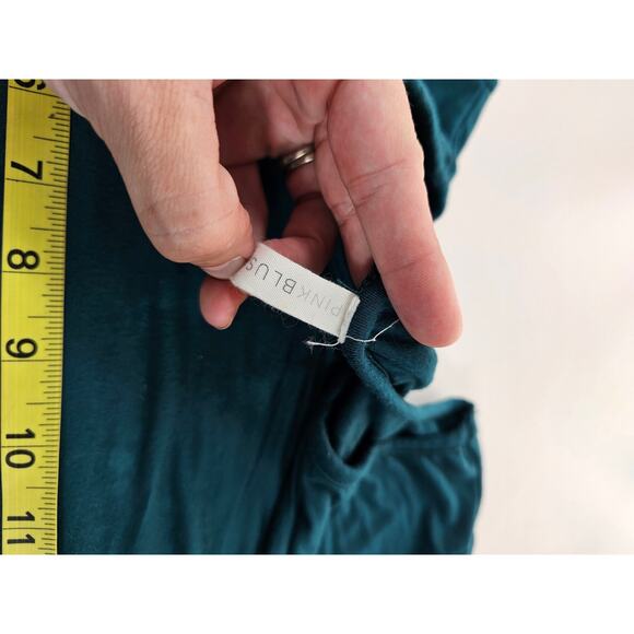 Pink blush size small teal maternity ruched side stretch long sleeve midi LOOK # - Picture 4 of 8